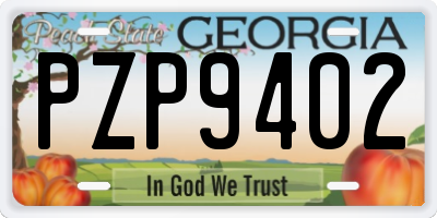 GA license plate PZP9402