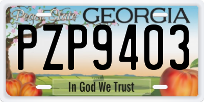 GA license plate PZP9403