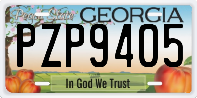 GA license plate PZP9405