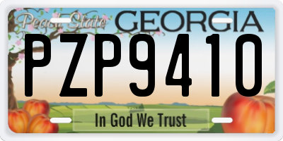 GA license plate PZP9410