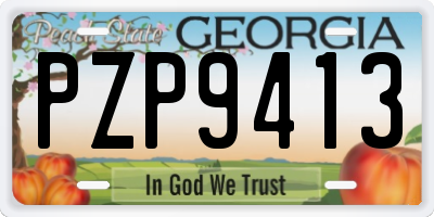 GA license plate PZP9413