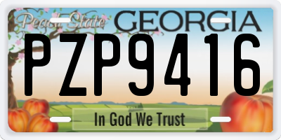 GA license plate PZP9416