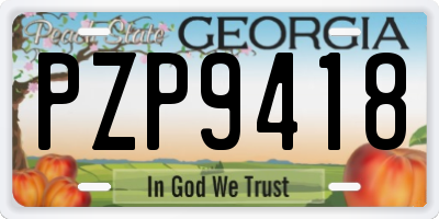 GA license plate PZP9418
