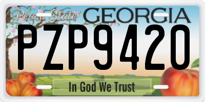 GA license plate PZP9420