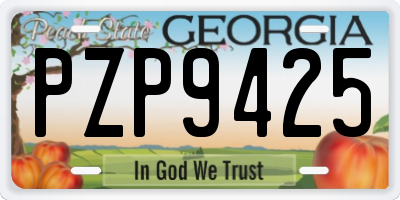 GA license plate PZP9425