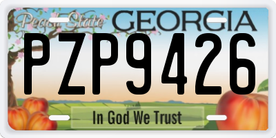 GA license plate PZP9426
