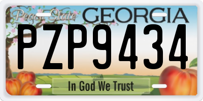 GA license plate PZP9434