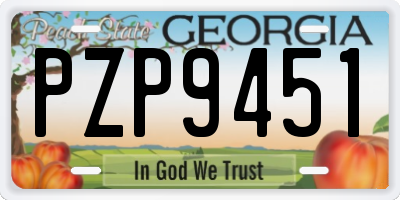 GA license plate PZP9451