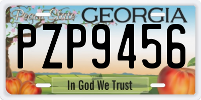 GA license plate PZP9456