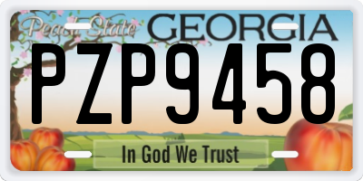 GA license plate PZP9458