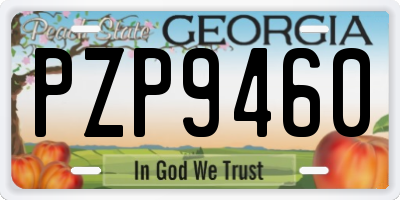 GA license plate PZP9460