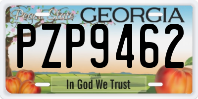 GA license plate PZP9462