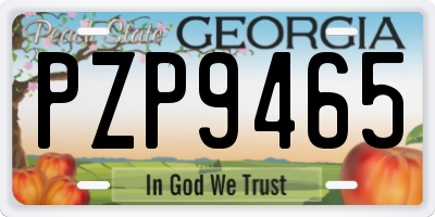 GA license plate PZP9465