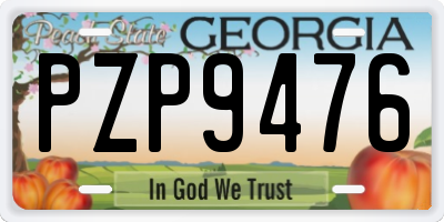 GA license plate PZP9476