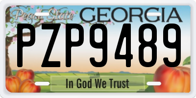 GA license plate PZP9489