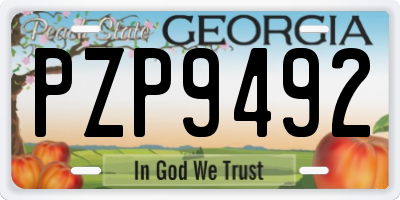 GA license plate PZP9492