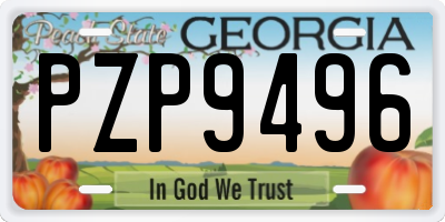 GA license plate PZP9496