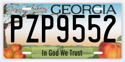 GA license plate PZP9552