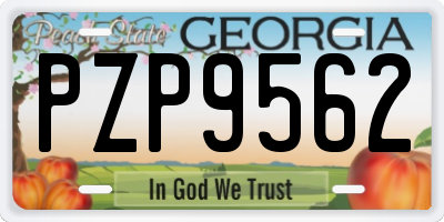 GA license plate PZP9562