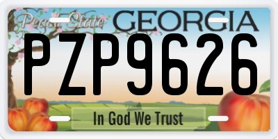 GA license plate PZP9626