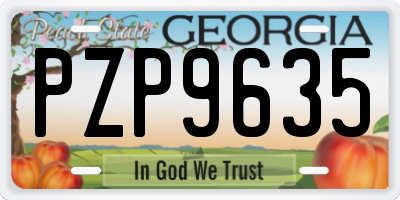 GA license plate PZP9635