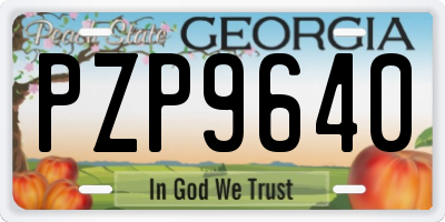 GA license plate PZP9640