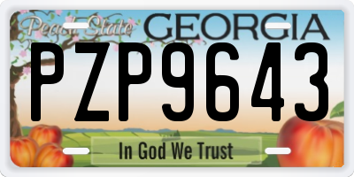 GA license plate PZP9643