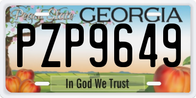 GA license plate PZP9649