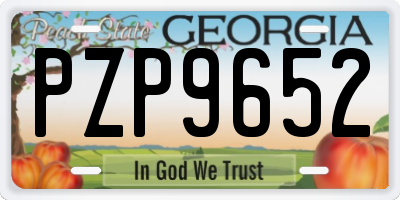 GA license plate PZP9652