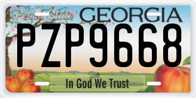 GA license plate PZP9668