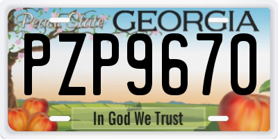 GA license plate PZP9670