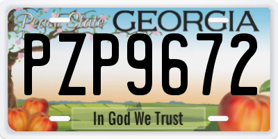 GA license plate PZP9672