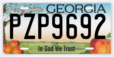 GA license plate PZP9692