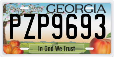 GA license plate PZP9693
