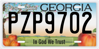 GA license plate PZP9702