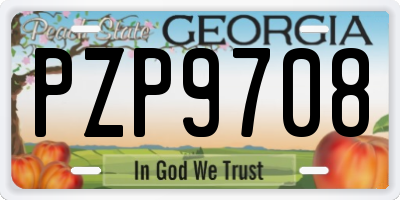 GA license plate PZP9708
