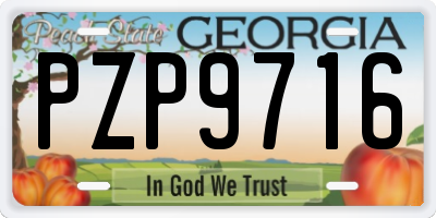 GA license plate PZP9716