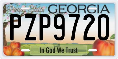 GA license plate PZP9720