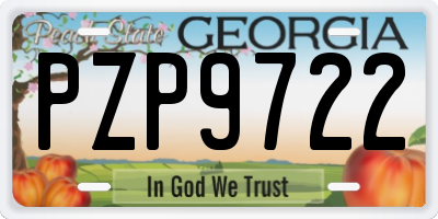 GA license plate PZP9722