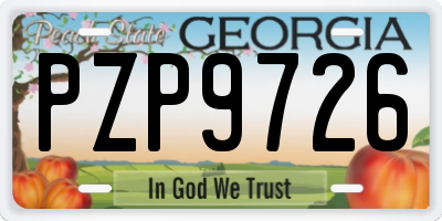 GA license plate PZP9726