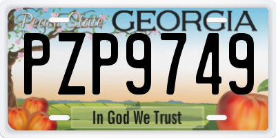 GA license plate PZP9749