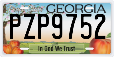 GA license plate PZP9752