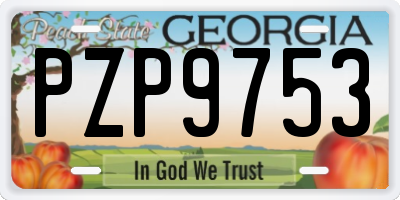 GA license plate PZP9753