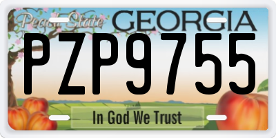 GA license plate PZP9755