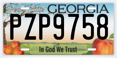 GA license plate PZP9758