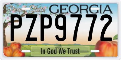 GA license plate PZP9772