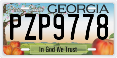 GA license plate PZP9778