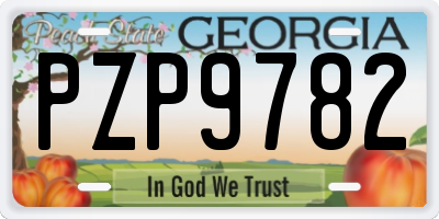 GA license plate PZP9782