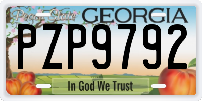 GA license plate PZP9792