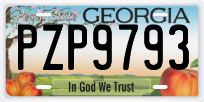 GA license plate PZP9793